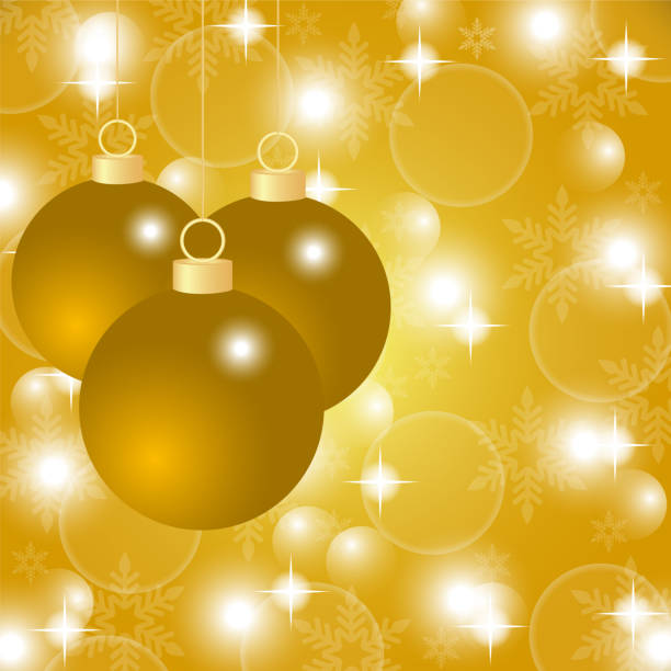 istock Golden Christmas background with Christmas balls and snowflakes 1192496027