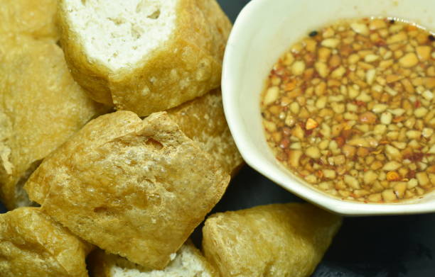 istock deep fried tofu dipping with sweet crushed bean sauce 1192497595