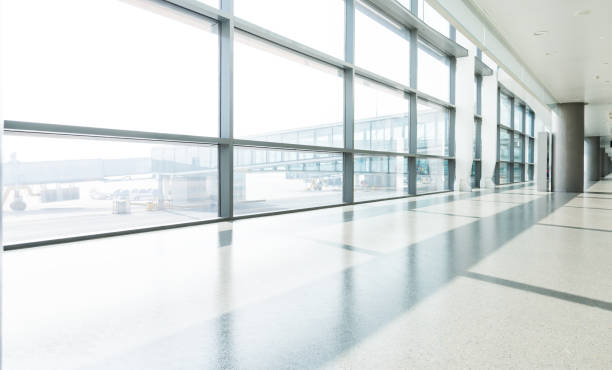 istock Empty hallway in nanjing airport terminal, China 1192499007