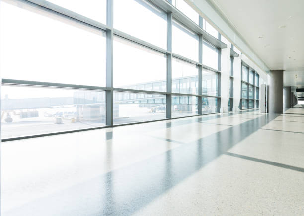 istock Empty hallway in nanjing airport terminal, China 1192499013