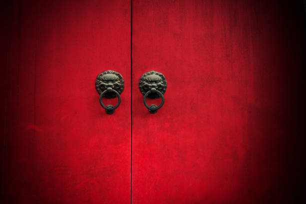 Ancient Chinese door with knockers.