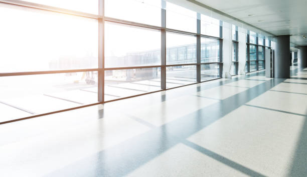 istock Empty hallway in nanjing airport terminal, China 1192499244