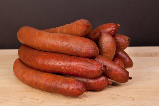 istock Fresh Slovak smoked home made sausages stock 1192499708
