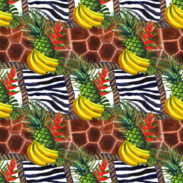 istock Watercolor tropical wildlife seamless pattern. Hand drawing decorative background. Print for textile, cloth, wallpaper, scrapbooking 1192503188