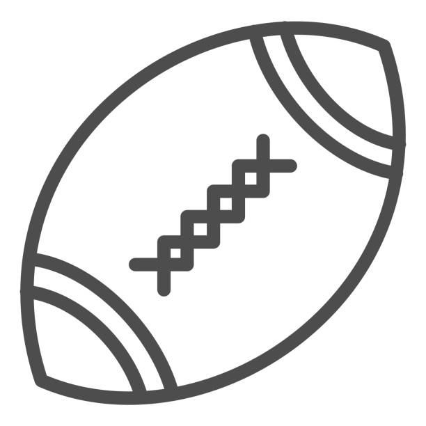 ilustraciones, imágenes clip art, dibujos animados e iconos de stock de icono de la línea de fútbol americano. ilustración vectorial de pelota de rugby aislada en blanco. bola ovalada con costuras diseño de estilo de contorno, diseñado para web y aplicación. - football outline lace vector