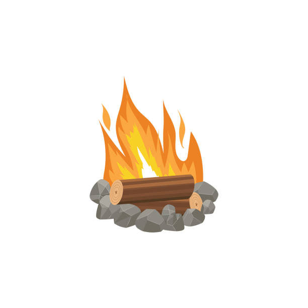 istock Cartoon bonfire or tourist summer campfire flame vector illustration isolated. 1192505095