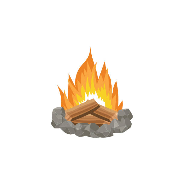 istock Stoned place for fire with firewood and flame cartoon vector illustration isolated. 1192505099