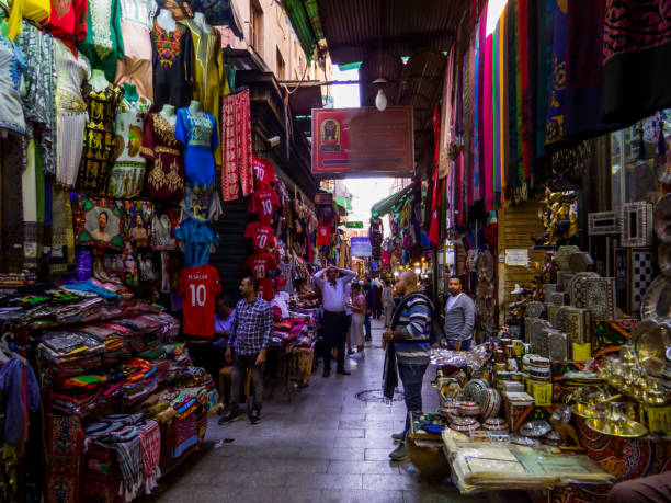 mercado de khan el-khalili, cairo, egipto - el khalili - fotografias e filmes do acervo