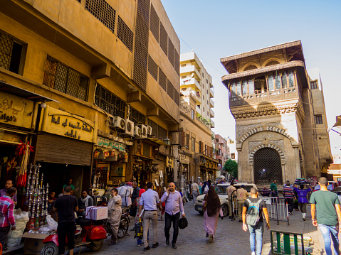 Cairo, Egypt - November 2, 2019: View of the Sabil-Kuttab on Al-Muizz street in the old town.