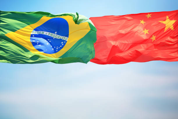 istock Flags of China and Brazil 1192513233