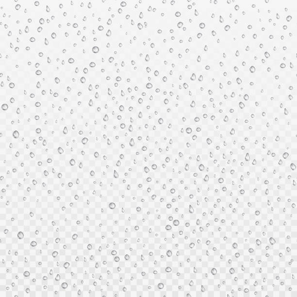 방울의 매끄러운 질감. 액체 투명 물방울. 유리 표면에 이슬. 현실적인 아쿠아 패�턴입니다. 벡터 일러스트레이션 - condensation stock illustrations