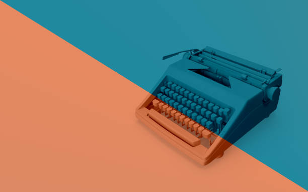 istock Typewriter Against Trendy Coral and Blue Color Background 1192517891