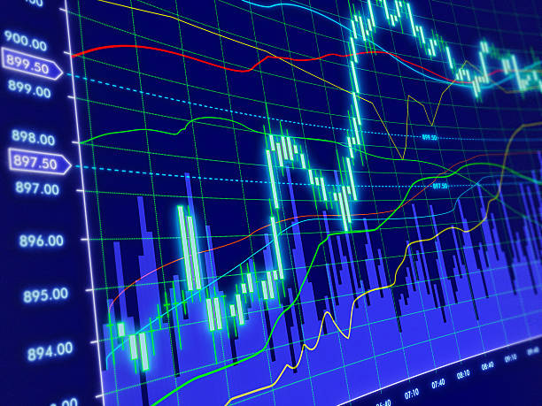 istock 3d background with stock diagram 119252179