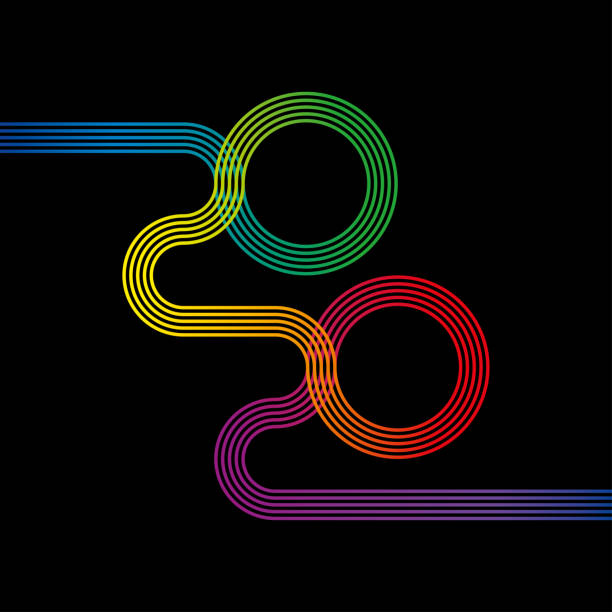 Colorful linear design element for New Year 2020. vector art illustration