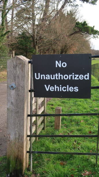 istock No authorized vehicles information sign. 1192540153