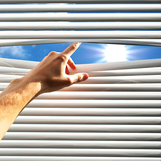 istock Hand open the jalousie 119254359