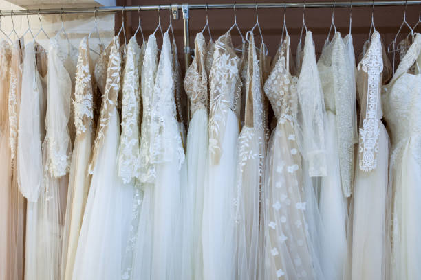 istock Beautiful luxurious wedding dresses. 1192545965