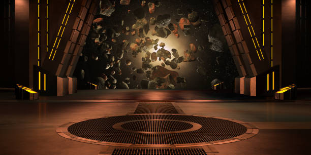 istock sci fi  corridor with view of space galaxy 3d rendering 1192548793