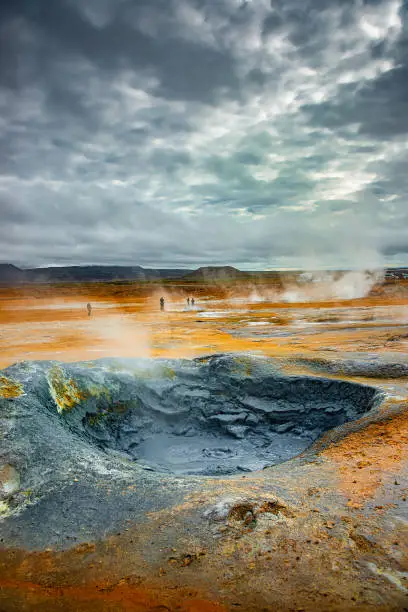 Martian landscape at Hverir, geothermal active zone near Myvatn lake in Iceland, dramatic scenery