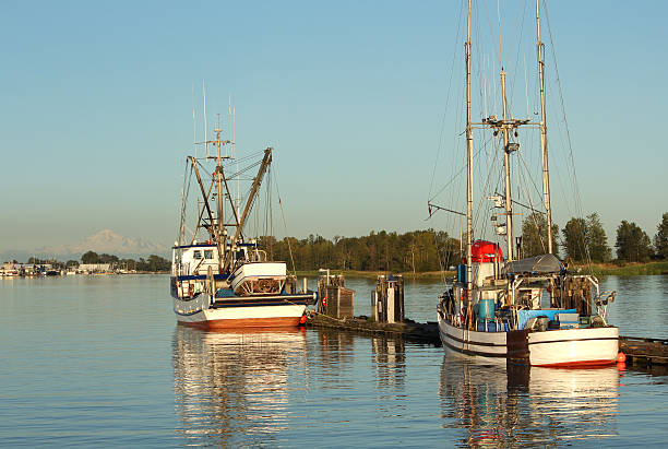 Downtown view of Vancouver from False Creek at dusk, British Columbia