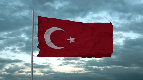 istock Turkish flag is waving at a beautiful sky. 3D Rendering 1192552889