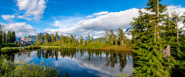 istock Wide Panorama, Mount Baker, Washington - USA. Pool Pond Reflection Summer Artist Point Mount Baker. 1192552984