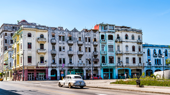 Havana, Cuba. Old colorful but dilapidated facades in Havana.