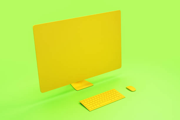 istock All orange minimal concept with blank single material computer screen at abstract background. 3D Rendering 1192557566