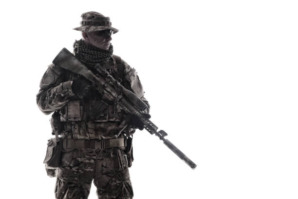 istock Army special forces soldier isolated studio shoot 1192563530