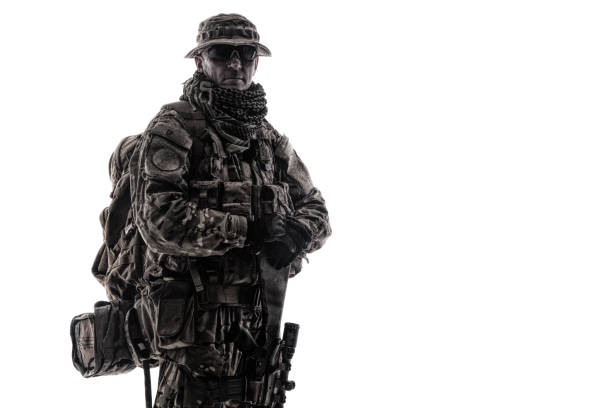 istock Army special forces soldier isolated studio shoot 1192563538