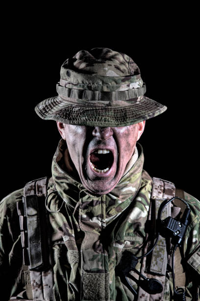 istock Elite troops angry military soldier clenching teeth 1192564636
