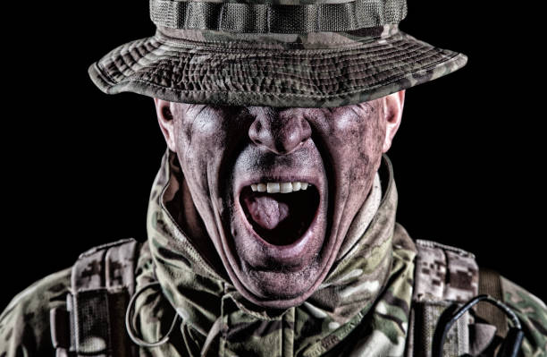 istock Elite troops angry military soldier clenching teeth 1192564637