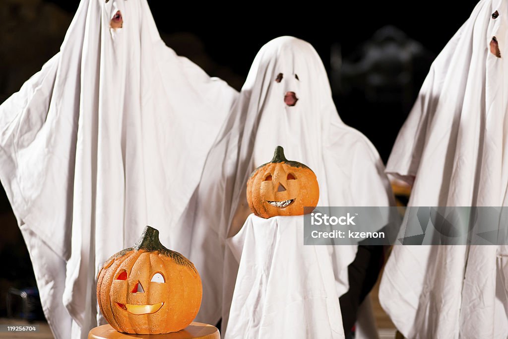 spooks at Halloween - focus on pumpkin  Candle Stock Photo