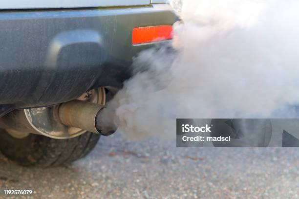 Car Exhaust Smoke Closeup Stock Photo - Download Image Now - Car, Fumes, Exhaust Pipe