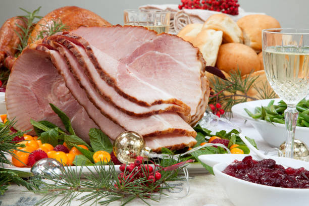 istock Christmas Roasted Ham and Smoked Turkey 1192580908