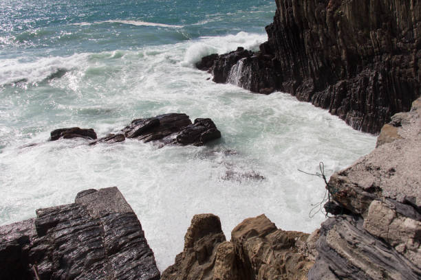 istock Marine landscape. Waves are crashing on rocks. 1192581632