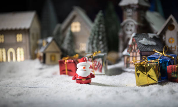 istock Traditional holiday attributes on snow. Creative artwork decorations. Empty space for your text 1192594996