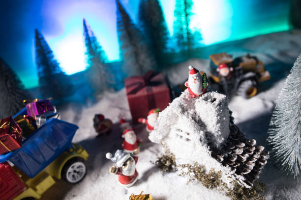 istock Traditional holiday attributes on snow. Creative artwork decorations. Empty space for your text 1192595030