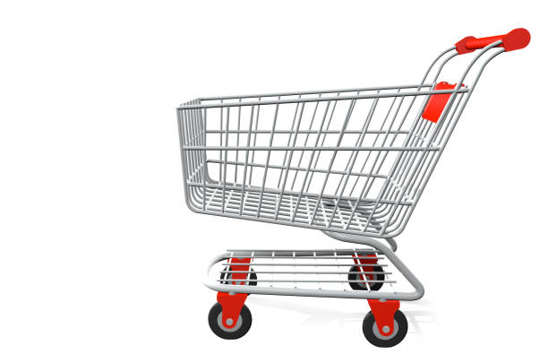 istock Profile view of empty shopping cart isolated on white background 1192596930
