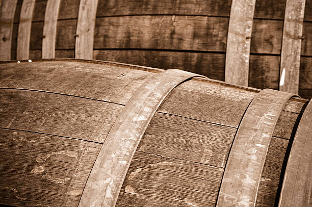 istock Oak Red or White Wine Barrel Close Up 119259911