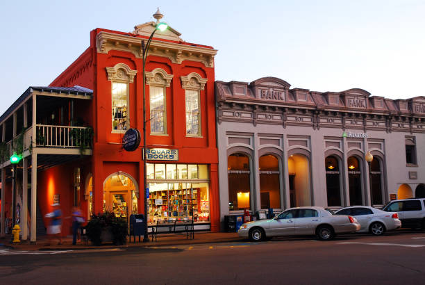 Square Books, Oxford, Mississippi Oxford, MS, USA July 21, 2010 The famous independent bookstore, Square Books, has occupied a prominent spot in downtown Oxford, Mississippi for decades oxford mississippi photos stock pictures, royalty-free photos & images