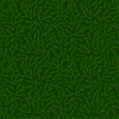 Beautiful spruce background. Seamless vector pattern with New Year tree. Blur with green shades.