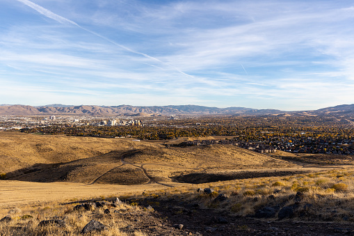 Wide angle Reno, Nevada from Peavine Mountain