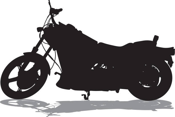 그림자가 있는 오토바이 실루엣 - motocross motorcycle stunt bike silhouette stock illustrations