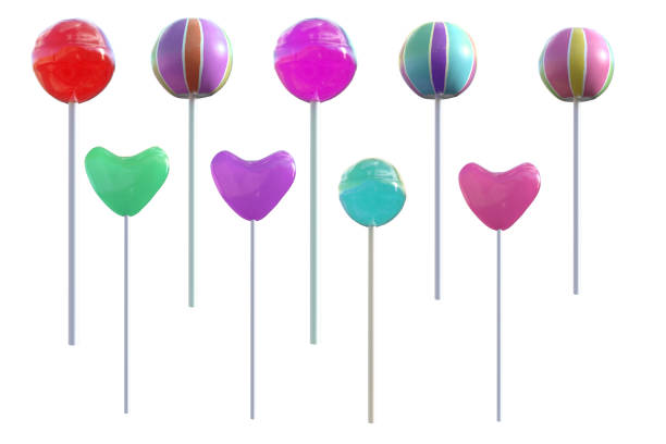 istock Set of assorted lollipops isolated on white, 3d render. 1192611095