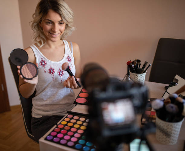 istock Beautiful young woman vlogging about cosmetics 1192611921