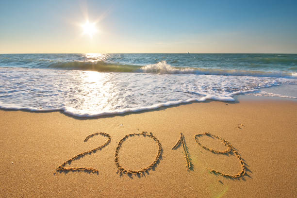 istock 2019 year on the sea shore. 1192617560