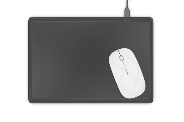 istock Blank Wireless Charging Mouse Pad with computer mouse for branding or design presentation. 3d render illustration. 1192618637