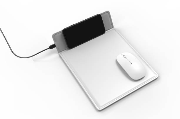 istock Blank Wireless Charging Mouse Pad with computer mouse for branding or design presentation. 3d render illustration. 1192618726
