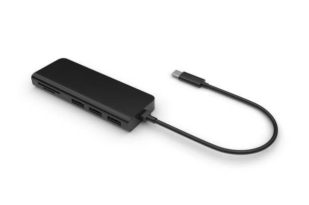 istock Multi functional USB-C Hub station for promotional branding. 3d render illustration. 1192619368
